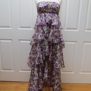 Strapless Multi-layered Floral Dress - Size 4
